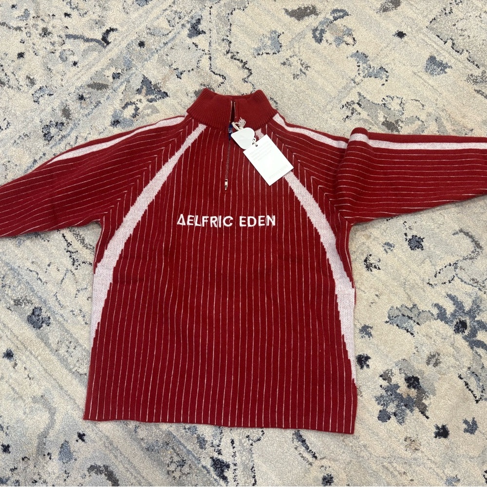 Aelfric Eden Burgundy and White Knit Pullover